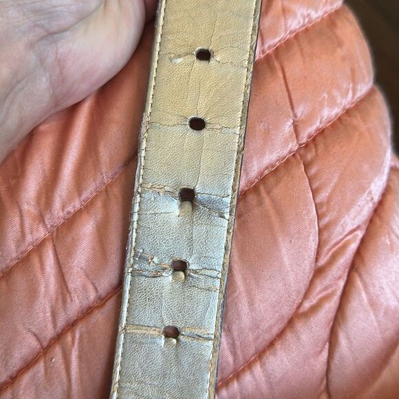 Vintage 80s Mondi Brown Wide Leather Belt with Crocodile Embossed Texture - Picture 7 of 7